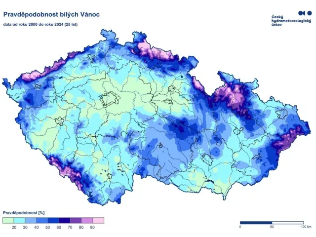 Sníh o Vánocích? Statistiky ČHMÚ ukazují, kdo se letos možná dočká bílé nadílky