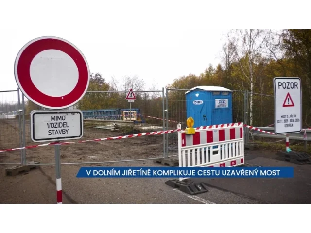V Dolním Jiřetíně komplikuje cestu uzavřený most