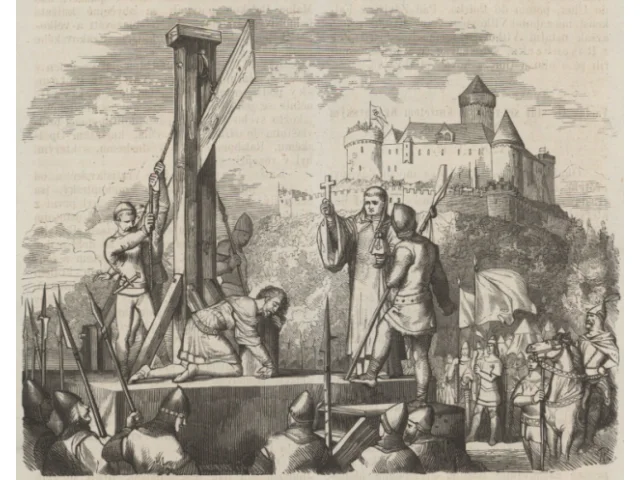 V roce 1290 sťali Záviše z Falkenštejna, nikoli prknem. Na smrt nešel sám