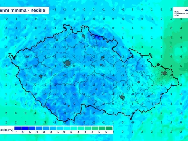 Česko čeká v neděli ráno mrazivé probuzení. V části země padnou teploty pod nulu