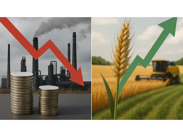 Ceny průmyslových výrobců opět poklesly, v zemědělství vzrostly meziročně dvouciferným číslem