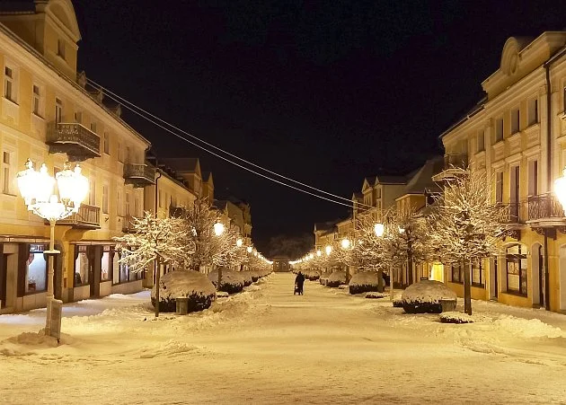 OBRAZEM: Jak vypadají Františkovy Lázně, když je zasype sníh