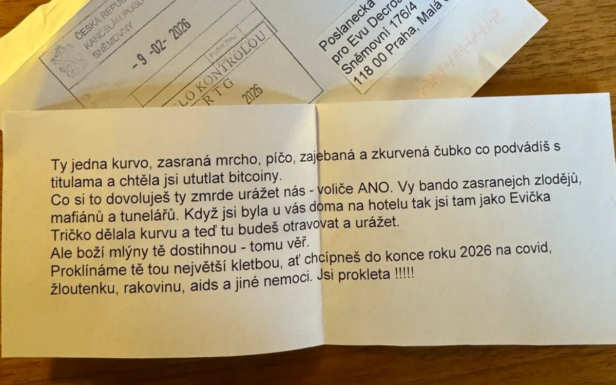 Poslankyně Decroix zveřejnila vulgární dopis od voličů ANO