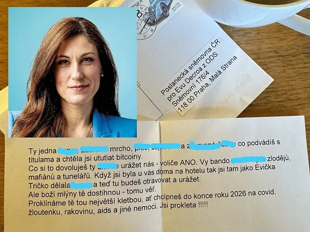 Anonym z Karvinska vyhrožoval Evě Decroix. Dopis plný vulgarit zveřejnila
