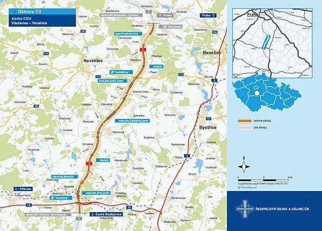 Mosty, odpočívka i ekodukty. Úsek D3 mezi Václavicemi a Voračicemi má zelenou