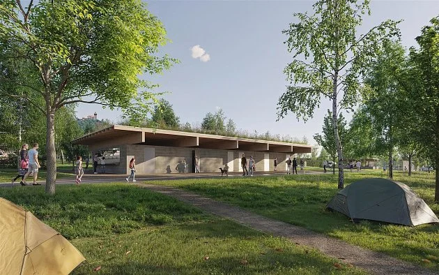 Místa pro karavany, chaty i kavárna: Takhle má vypadat nový kemp u jezera Most