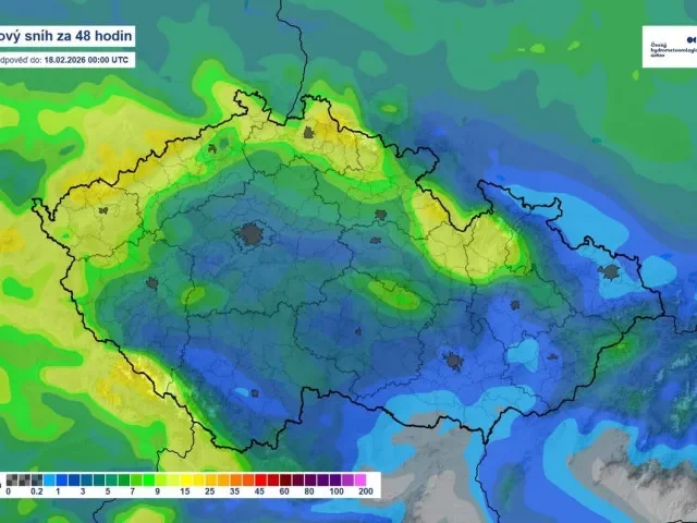 ČHMÚ: V noci na pondělí a v pondělí nasněží v části západních Čech až deset cm