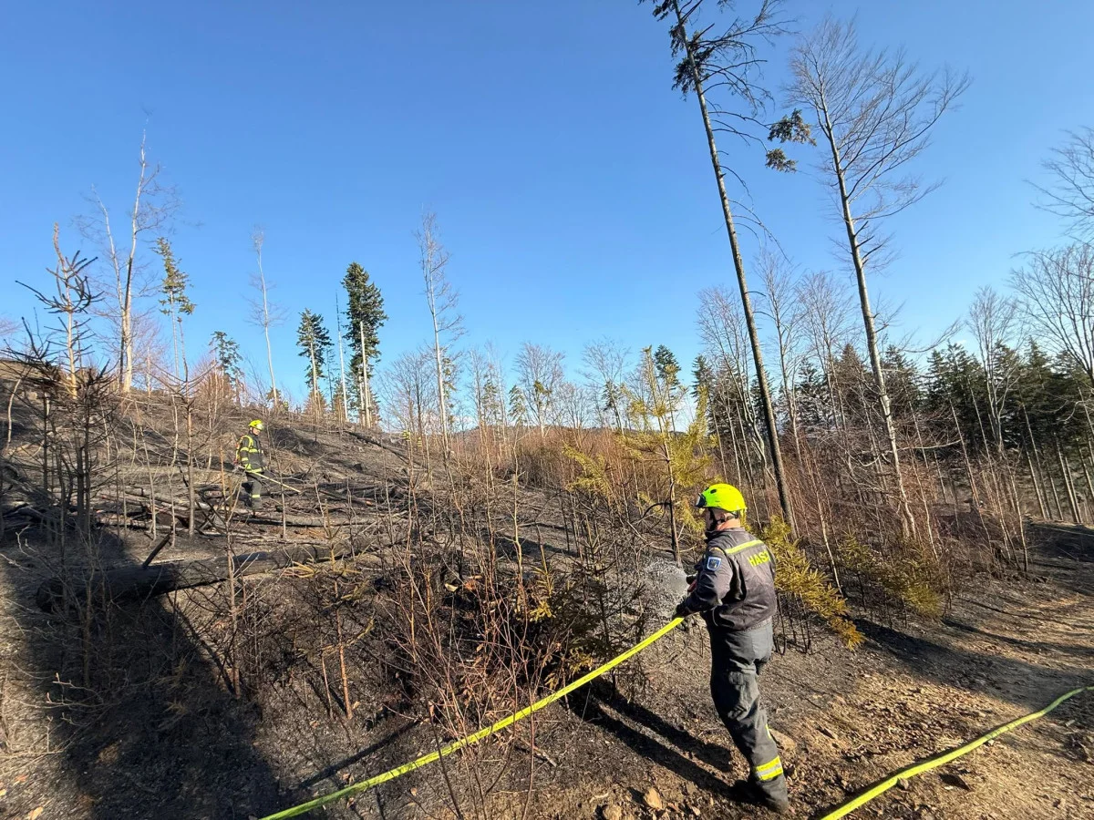 Kvůli požáru lesa v Beskydech vyhlásili hasiči III. stupeň požárního poplachu