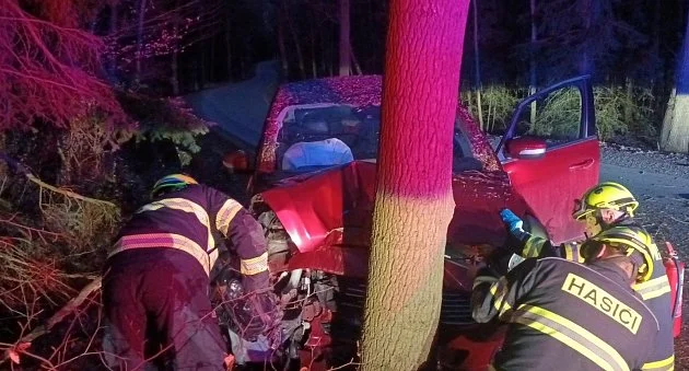 Opilý řidič u Milína naboural do stromu. Zranil se a přišel o řidičák